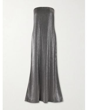 Twp Strapless Metallic Crepon Gown - Gray