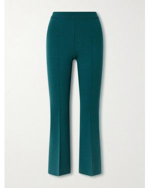 High Sport Kick Cropped Wool-Blend Flared Trousers - Green