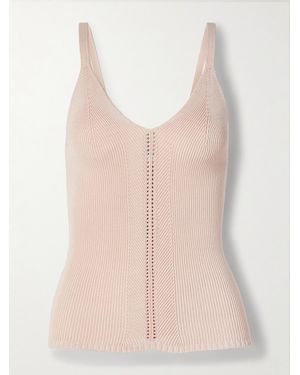 Proenza Schouler Gene Pointelle-Knit Silk And Cotton-Blend Tank - Pink