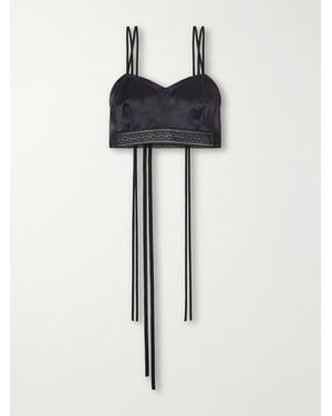 Ann Demeulemeester Xaja Lace-Trimmed Silk-Satin Cropped Cami - Black