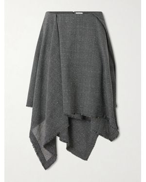 McQueen Asymmetric Prince Of Wales Wool Midi Skirt - Gray