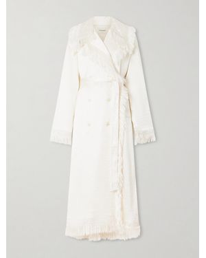 FFORME Lise Tie-Detailed Fringed Silk-Blend Trench Coat - Natural