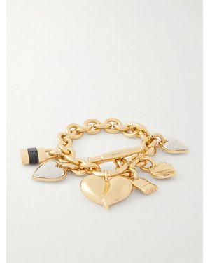 Chloé Logo-Detailed Leather-Trimmed And-Tone Charm Bracelet - Metallic