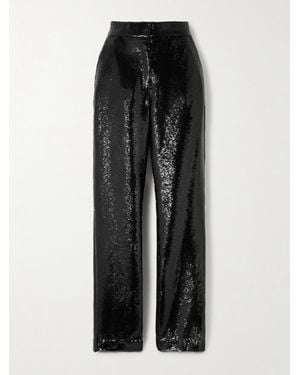 Veronica de Piante Mick Sequined Crepe Straight-Leg Trousers - Black