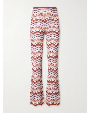 RIXO London Boni Striped Chocheted Cotton Straight-Leg Trousers - Pink