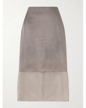 Brandon Maxwell The Brett Silk-Organza Midi Skirt - Grey