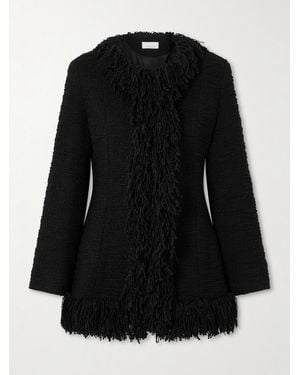 LIBEROWE Banker Fringed Wool-Blend Bouclé-Tweed Jacket - Black