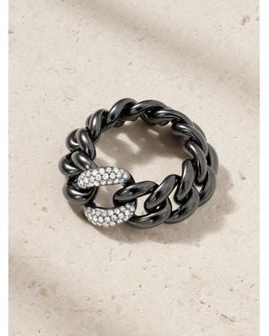 SHAY Bague En Or 18 Carats (750/1000) Noirci, Céramique Et Diamants - Neutre