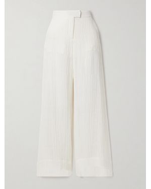 Lisa Marie Fernandez Crinkled Linen-Blend Gauze Wide-Leg Trousers - White