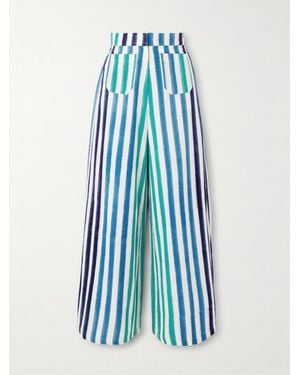 Emporio Sirenuse Adele Striped Cotton Wide-Leg Trousers - Blue