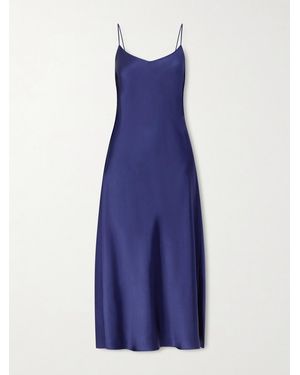 Another Tomorrow Satin Midi Dress - Blau