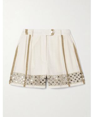 Alix Of Bohemia Deena Embellished Cotton-Blend Shorts - Natural