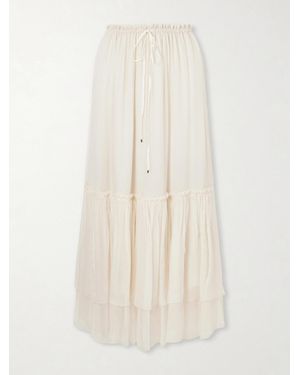 Chloé Tiered Silk Crepe De Chine Maxi Skirt - Natural