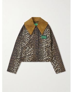Barbour Ganni Hooded Cheetah-Print Waxed-Cotton Jacket - Brown