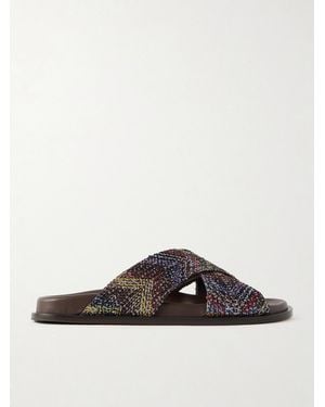 Missoni Viola Sequin-Embellished Striped Woven Sandals - Brown