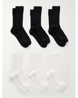 CDLP Set Of Six Ribbed Cotton-Blend Socks - Black