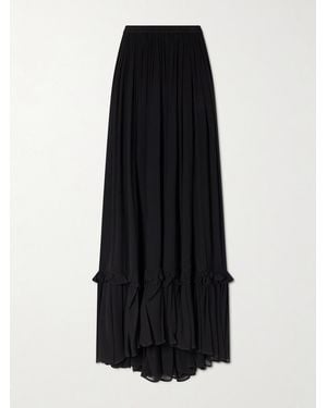 Saint Laurent Mousseline Ruffled Silk-Crepon Maxi Skirt - Black