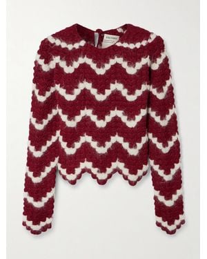 Escvdo Safi Scalloped Cropped Crocheted Alpaca Top - Red