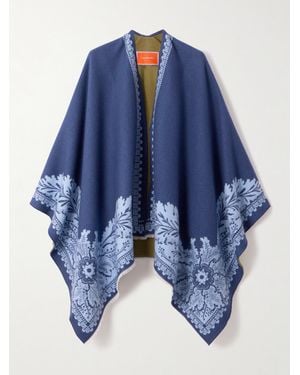 La DoubleJ Überwurf Aus Jacquard Aus Einer Woll-Seidenmischung - Blau