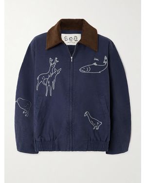 Sea Demi Oversized-Jacke Aus Baumwoll-Canvas Mit Cordbesatz Und Stickereien - Blau