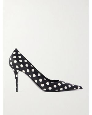 AMINA MUADDI Barbara Polka-Dot Satin Court Shoes - White