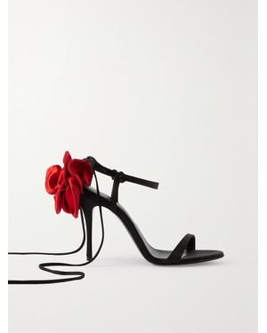 Magda Butrym Appliquéd Lace-Up Satin Sandals - Black