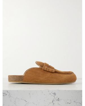 JW Anderson Stitch Slippers Aus Geripptem Nubukleder - Braun