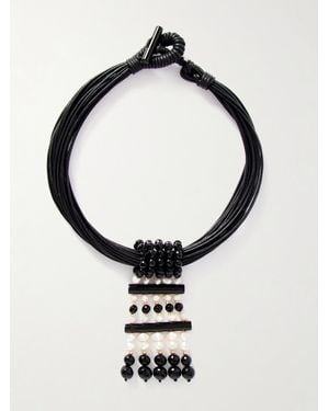Le Sundial Sculptural Pearl, Onyx And 18-Karat Cord Necklace - Black