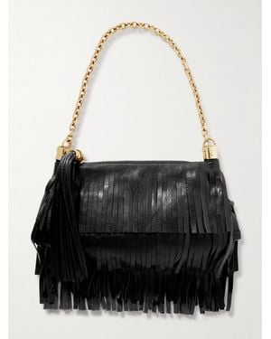 Chloé Foulard Schultertasche Aus Strukturiertem Leder Mit Fransen - Schwarz