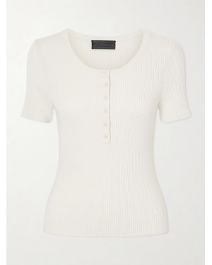 Nili Lotan Francene Ribbed Wool And Silk-Blend Top - Natural