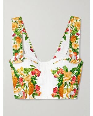 FARM Rio Bustier Aus Bedrucktem Leinen - Mettallic