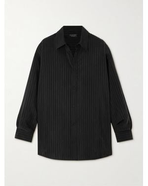 Balenciaga Hemd Aus Gestreiftem Satin Mit Jacquard-Muster - Schwarz