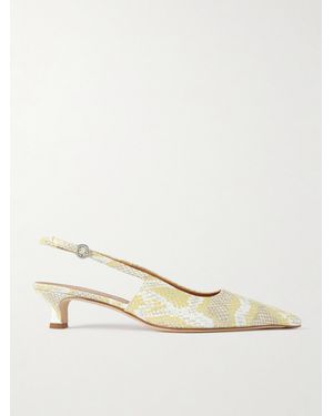 Aeyde Catrina Snake-Effect Leather Slingback Pumps - Natural