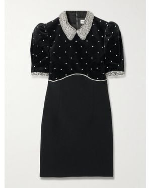 Rebecca Vallance Giovanna Crystal-Embellished Velvet And Crepe Mini Dress - Black