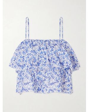 Isabel Marant Erisa Ruffled Floral-Print Organic Cotton Cami - Blue
