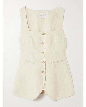 Posse Lucille Pinstriped Linen Vest - Natural