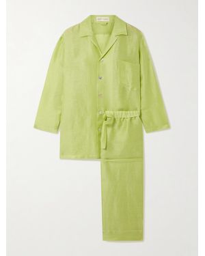 Olivia Von Halle Casablanca Cotton And Silk-Blend Pyjama Set - Green