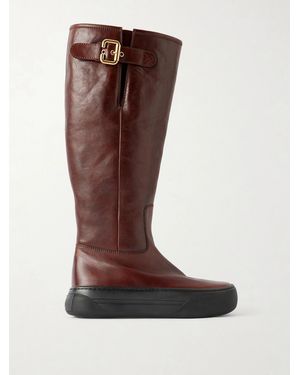 Chloé Delia Leather Knee Boots - Brown