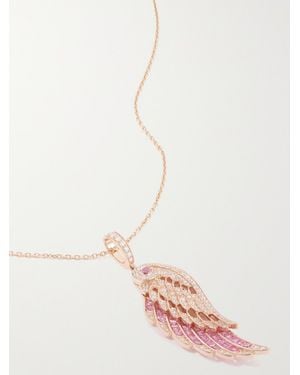 Garrard Wings Embrace 18-Karat Rose, Sapphire And Diamond Necklace - Pink