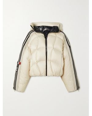 Moncler Genius Adidas Originals Cropped Hooded Striped Quilted Shell Down Jacket - Natural