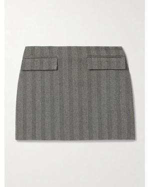 Ferragamo Herringbone Wool-Blend Mini Skirt - Grey