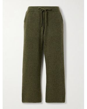 The Elder Statesman Ribbed Cashmere Track Trousers - Green