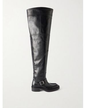 Saint Laurent Joe Leather Knee Boots - Black