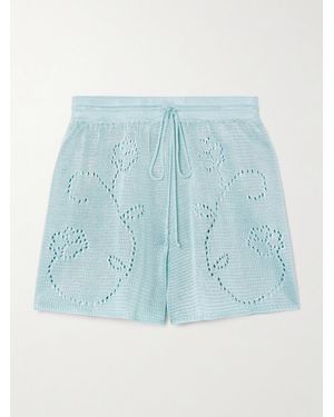 Calle Del Mar Pointelle-Knit Shorts - Blue