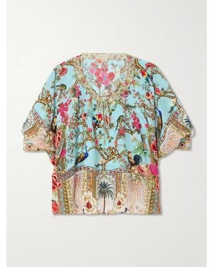 CAMILLA Sultans And Queens Bedruckte Bluse Aus Seiden-Crêpe Mit Verzierungen Zum Binden - Mehrfarbig