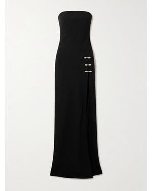 Saloni Souza Strapless Asymmetric Embellished Crepe Gown - Black