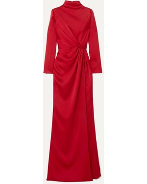 Rasario Wrap-Effect Draped Satin Gown - Red