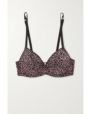 Morgan Lane Atlanta De Cadenet Taylor Jessie Jo Flocked Stretch-Tulle Underwired Bra - Brown