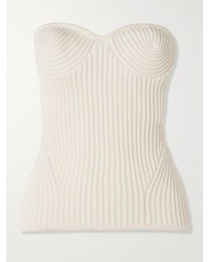 Jean Paul Gaultier Panelled Ribbed Wool-Blend Bustier Top - Natural