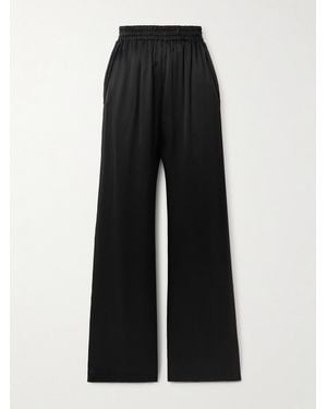 Wardrobe NYC Silk-Satin Wide-Leg Pants - Black